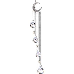 Hanging Clear Crystal Suncatcher Ornaments with Moon Decor Rainbow Maker